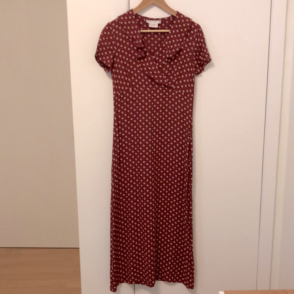 Vintage Jaeger midi empire waist ruffle collar bias dress - similar to Rouje